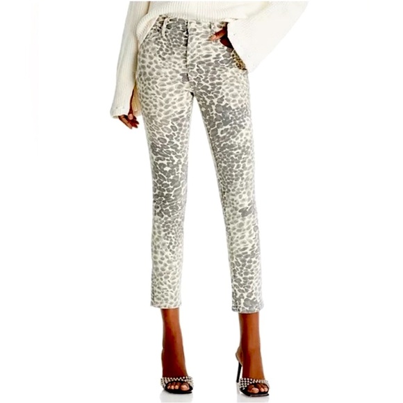 MOTHER The Mid Rise Dazzler Ankle Jean in Playdate Snow Leopard Print Size 32 - Picture 1 of 7